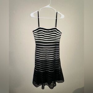 White House Black Market Black and White Striped Midi Dress